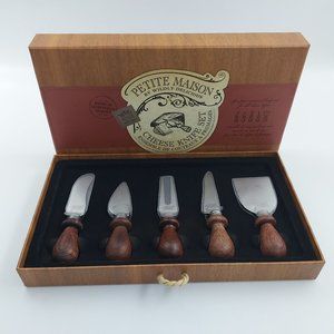 Wildly Delicious Petite Maison Rosewood Five Piece Cheese Knife Set in Gift Box